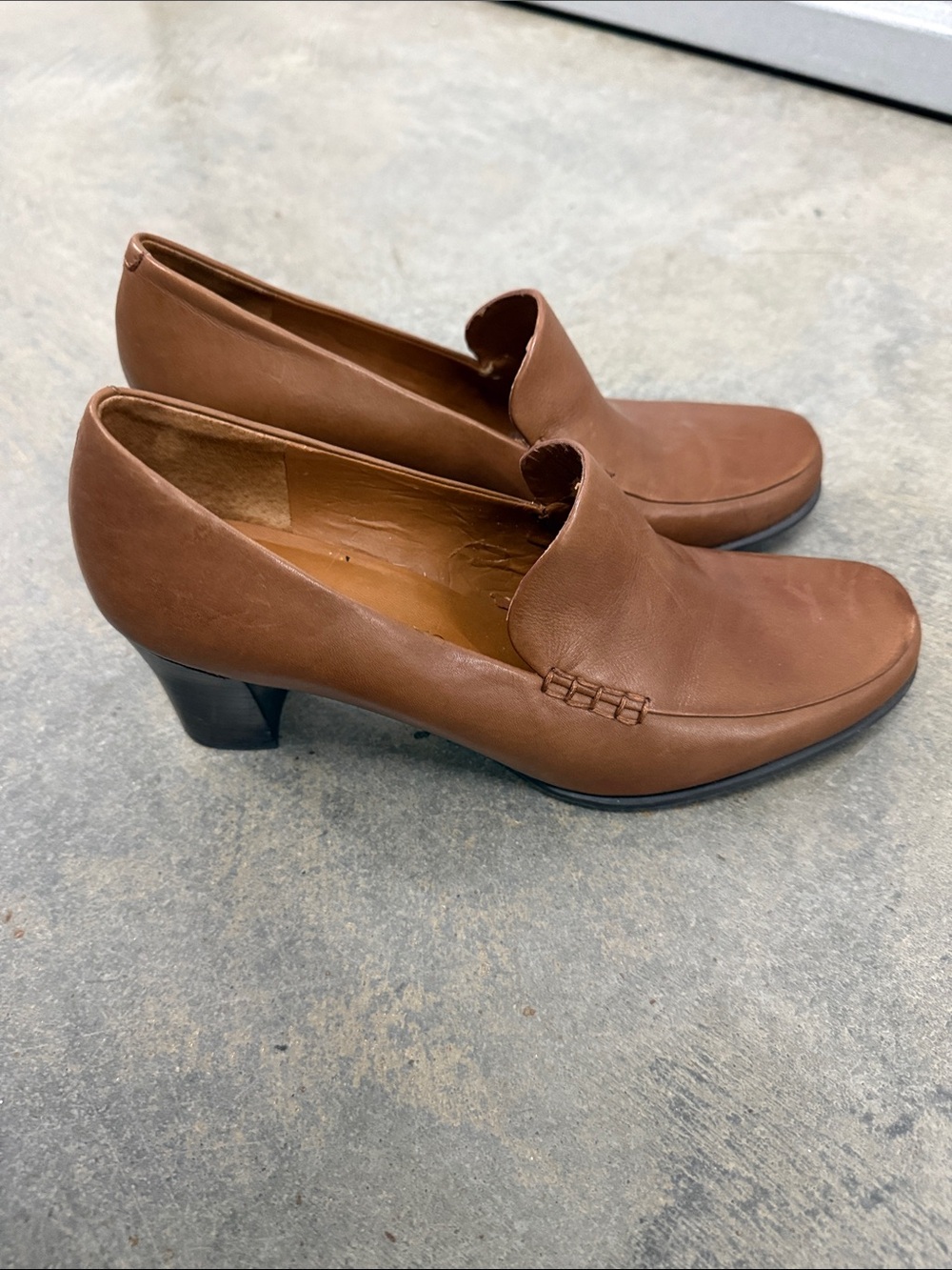 Franco Sarto Vintage Brown Leather Slip-On Loafers - Picture 2 of 6